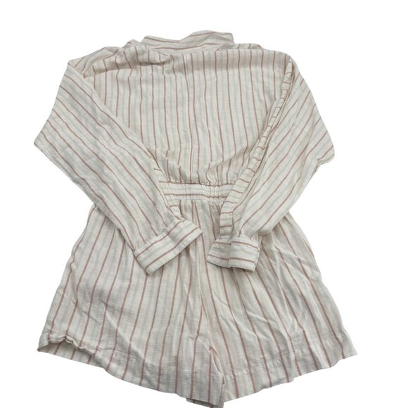 Every Women's Striped Button-Up Romper Sz Small Cotton/Rayon shorts long sleeve - Picture 5 of 5